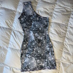 NWT LFG Disco Ball One Shoulder Mini Dress Small